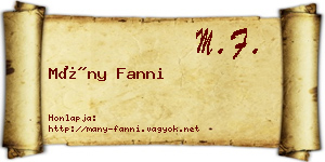 Mány Fanni névjegykártya