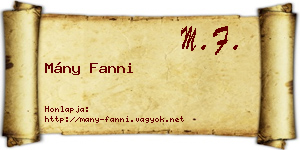 Mány Fanni névjegykártya