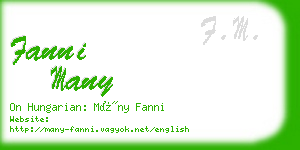 fanni many business card